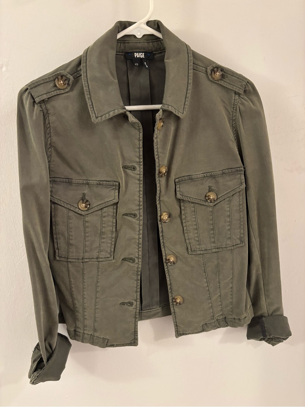 PAIGE Olive Utility Jacket with Button Front